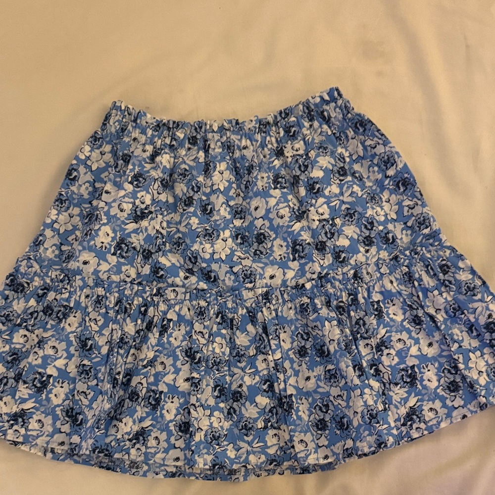 Zara Floral Mini Skirt in Blue and White